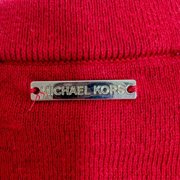 Michael Kors, Original Red Crewneck Sweater w Gold MK on Arms-Women’s Size Small - Picture 6 of 8